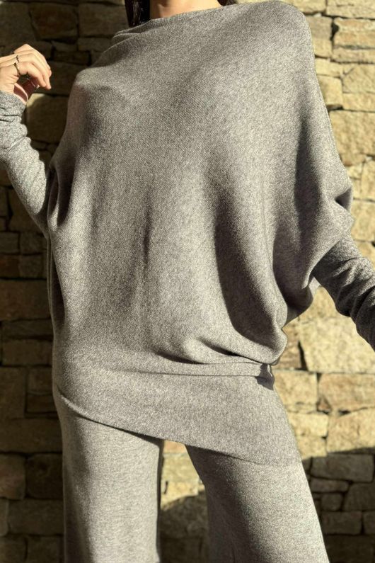 Elbury Huggle Luxury Knit Co Ord Set Grey Marl /50 